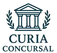 Logotipo estilizado que representa un edificio clásico con columnas y hojas de laurel, sobre el texto OAB/A CONCURSAL.