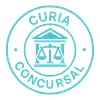 Un logotipo circular turquesa con las palabras Curia Concursal rodeando un icono de un juzgado y una balanza equilibrada en el centro, que simboliza la pericia en la ley de la segunda oportunidad.